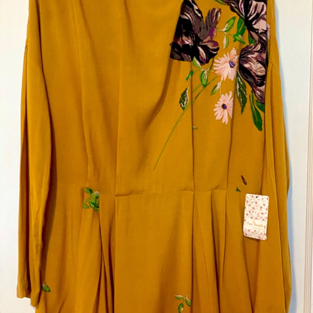 NWT Free People Mustard Floral Dress - Picture 3 of 4